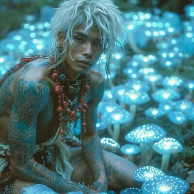 He weaves the harvested light into magical garments and tapestries that emit a soft glow.