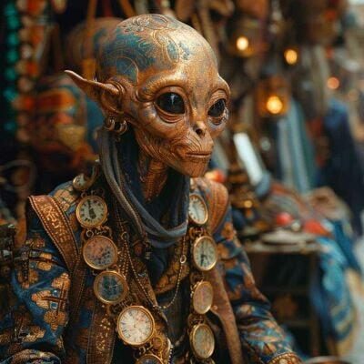 Fizzlet, the time merchant. A being with the ability to manipulate time who sells devices that can reverse aircraft damage.