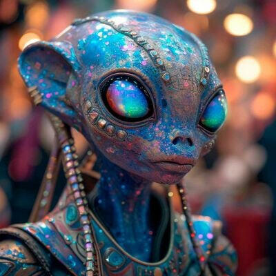 Lumara, the lightweaver. She sells rare energy crystals from unusual and distant universes, which power advanced energy systems and technologies.